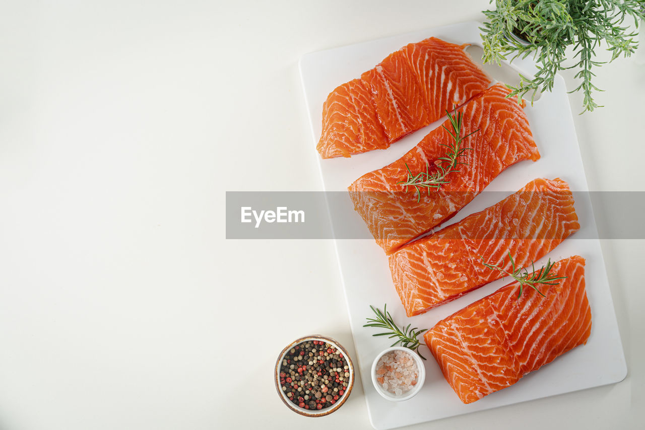 high angle view of food on white background