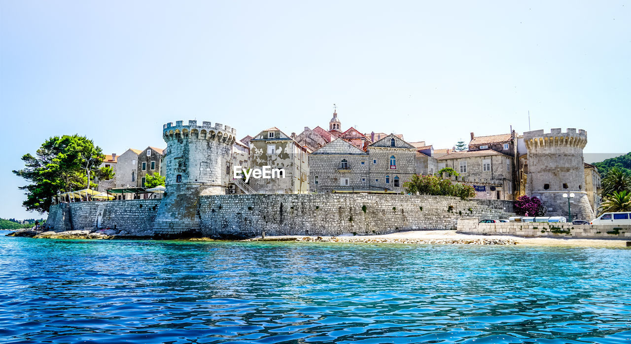 View of castle against sea