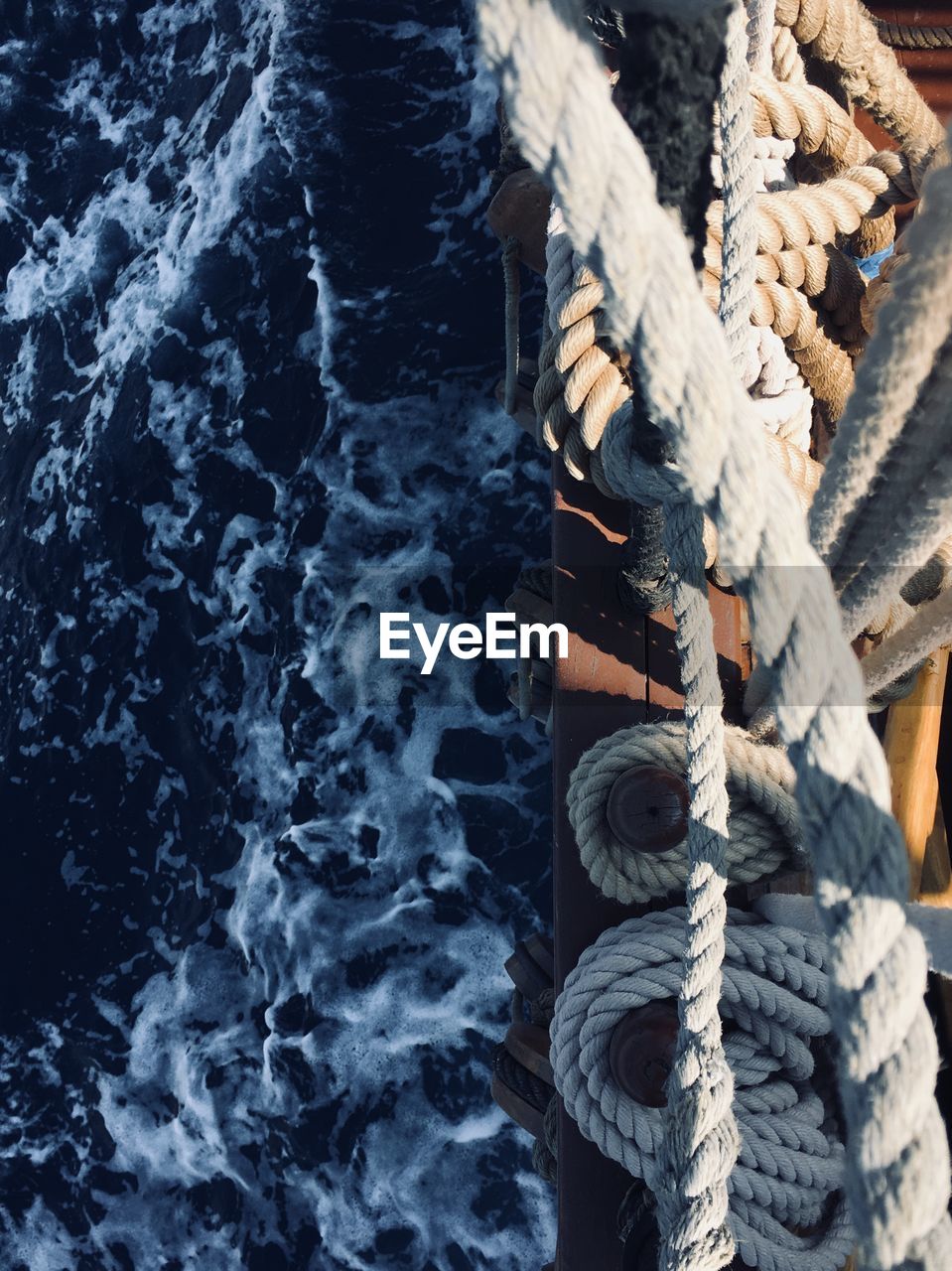 High angle view of boat in sea