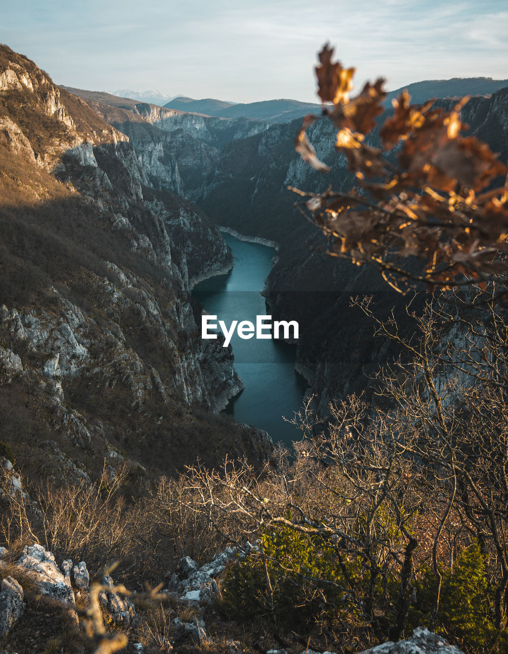 Scenic view of sea and mountains