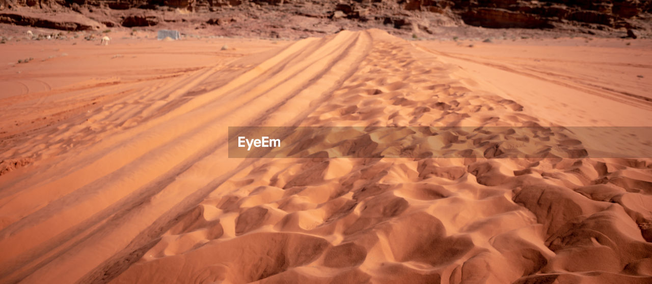 Scenic view of desert land during winter