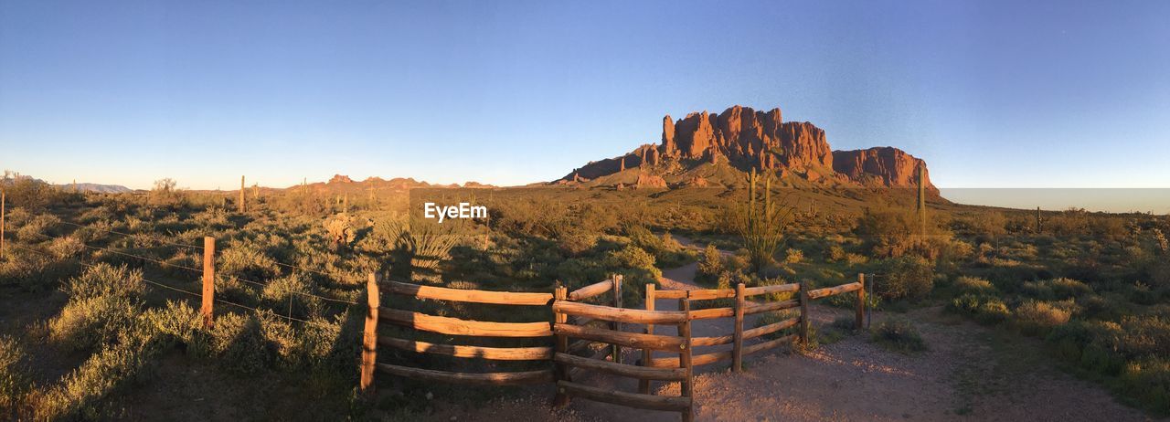 Panoramic view of landscape against clear sky