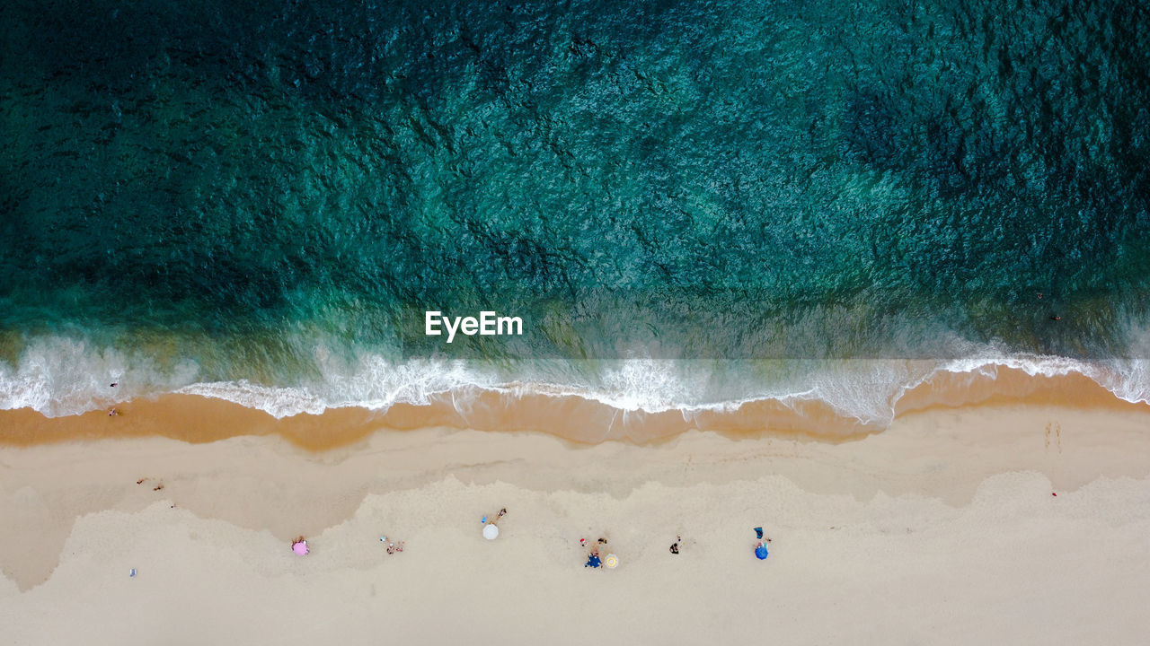 High angle view of people on beach