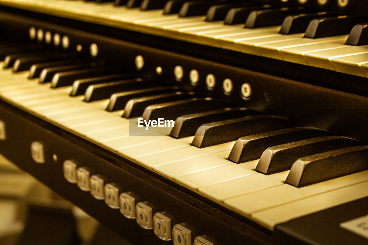 Close-up of piano keys