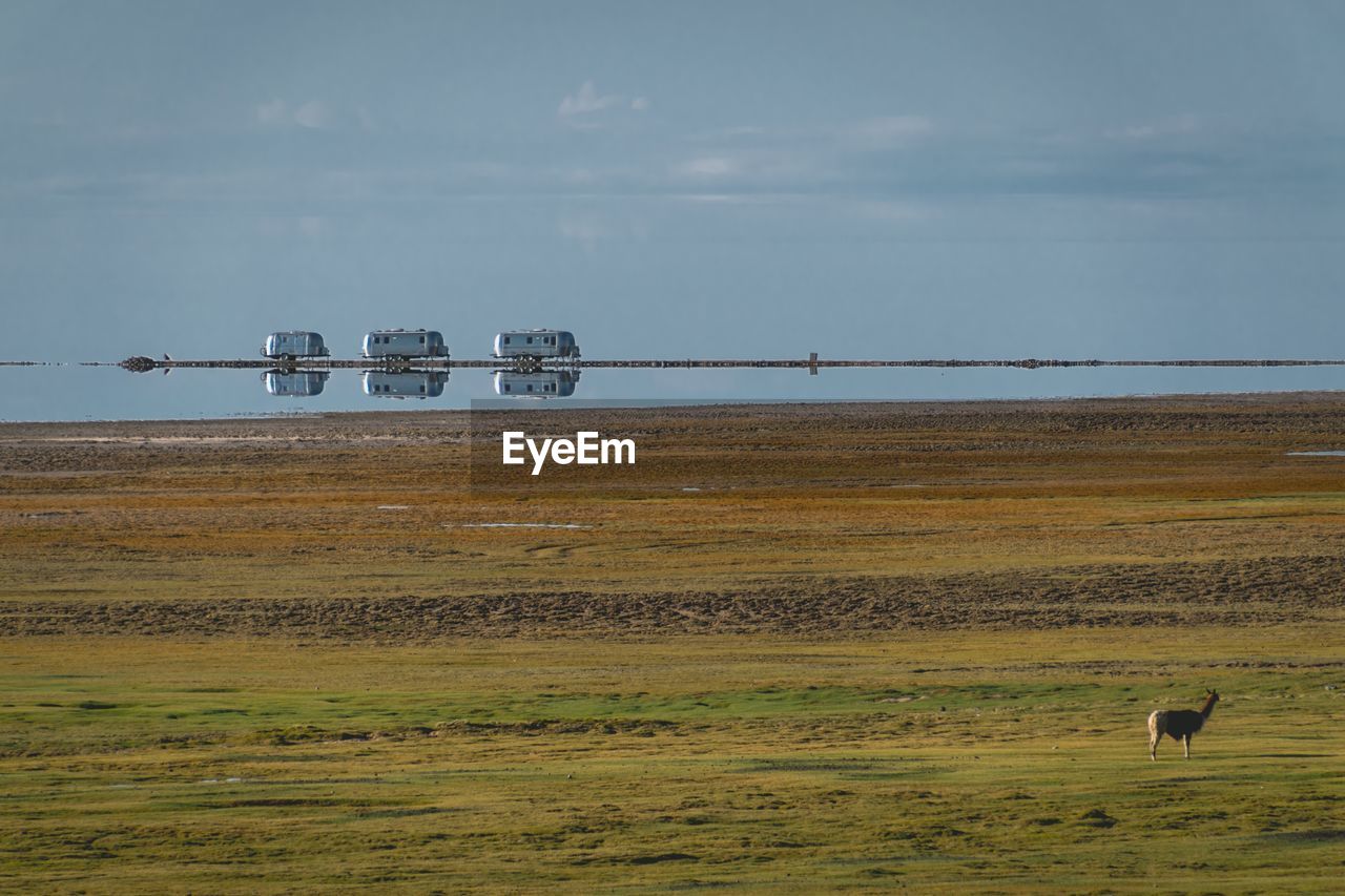 Camping cars on a lake