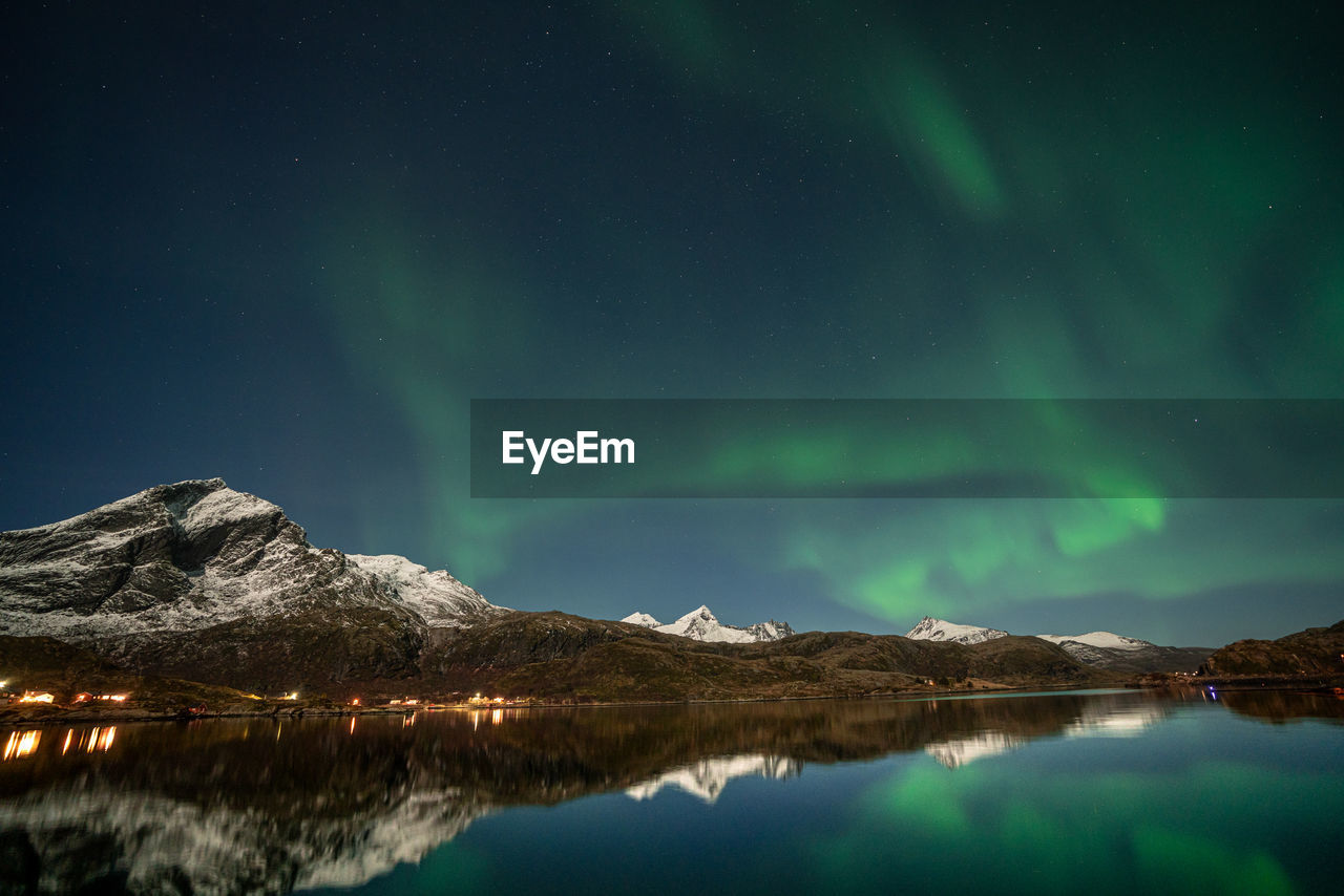 The northern lights near ramberg in the lofoten islands