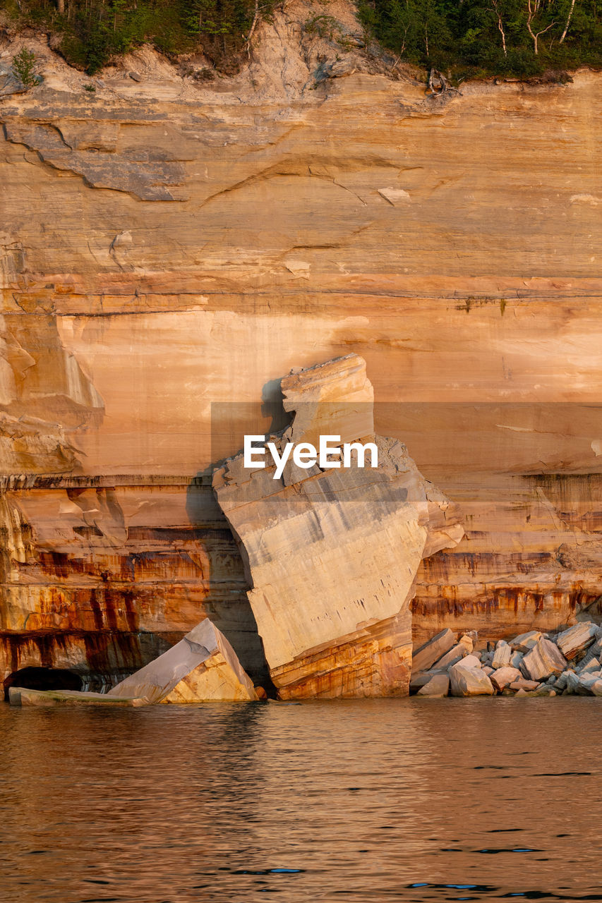 Collapsed rocks along pictured rocks national lakeshore