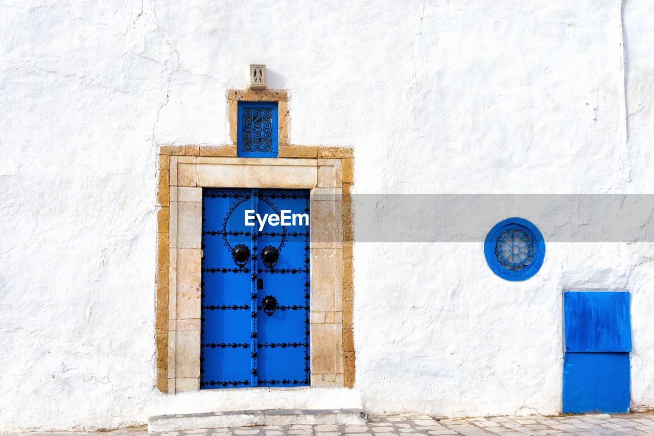 Closed door of old house