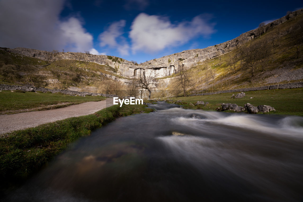 SCENIC VIEW OF WATER FLOWING OVER LAND