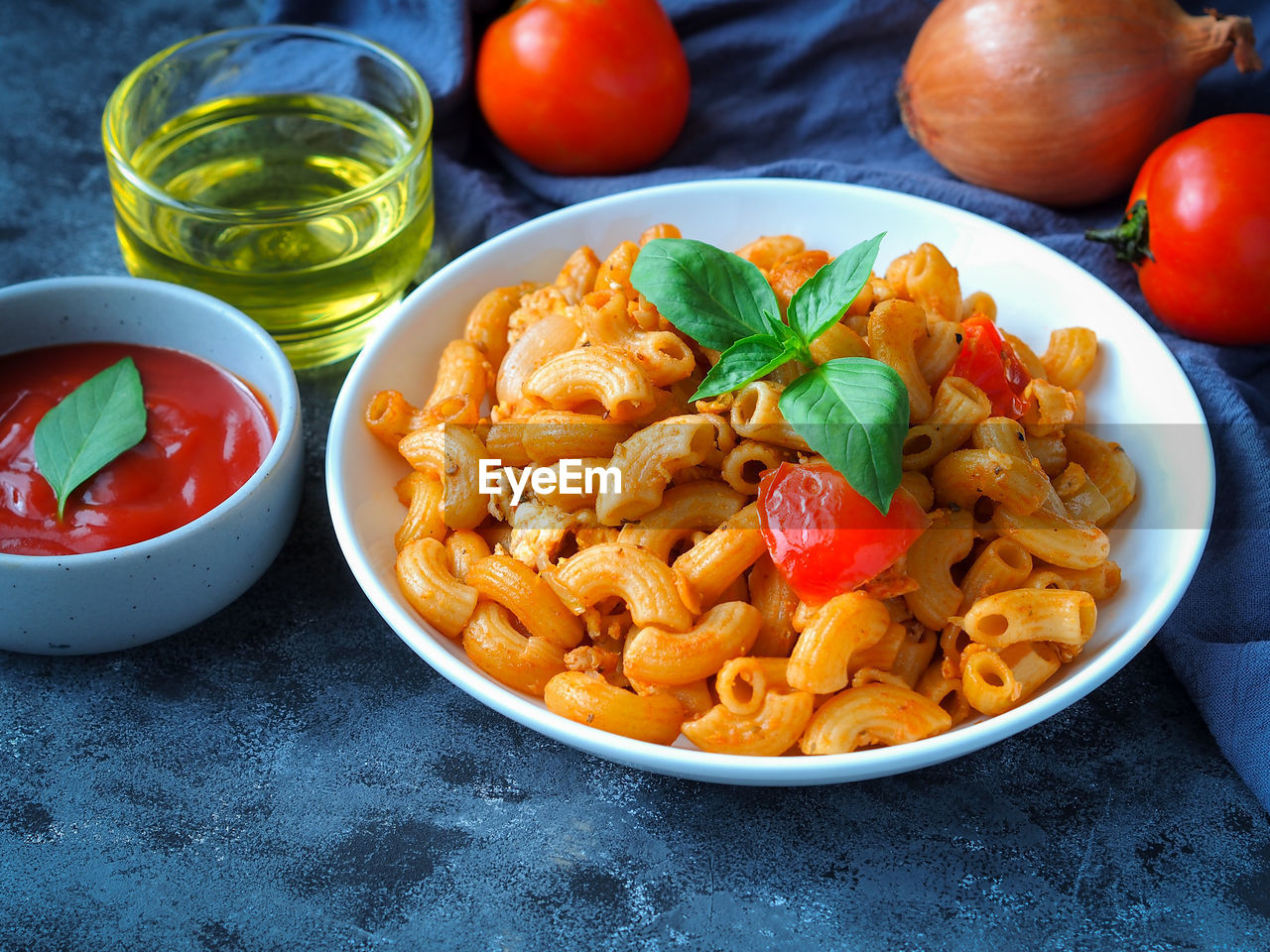 High angle view of food in plate on table