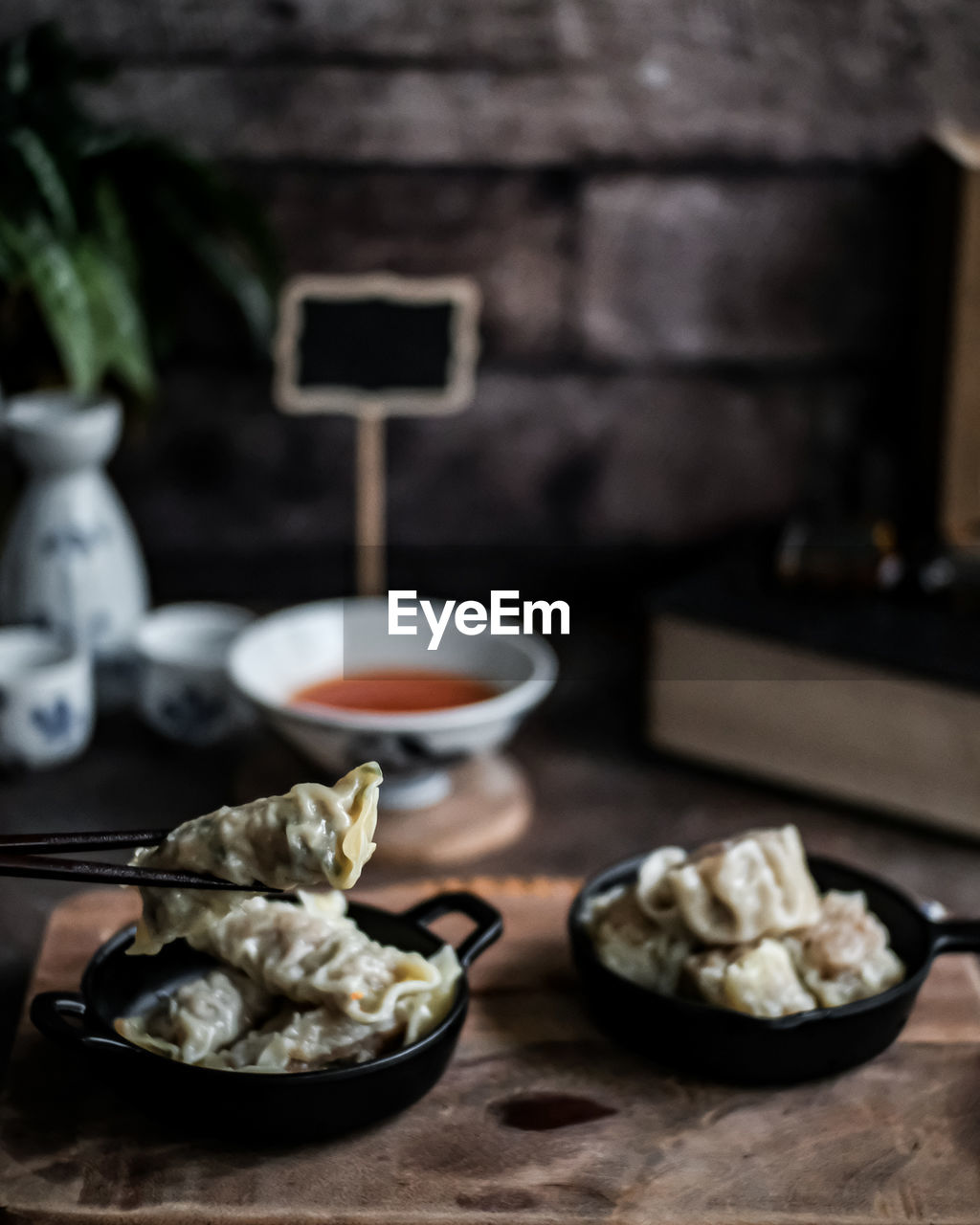 Close-up of food served on table