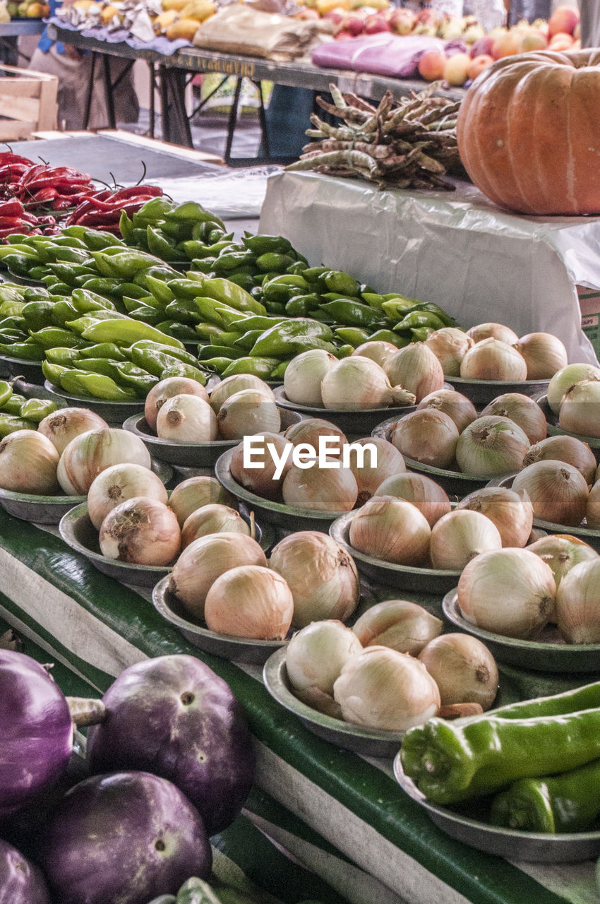 Vegetables displayed for sale at market