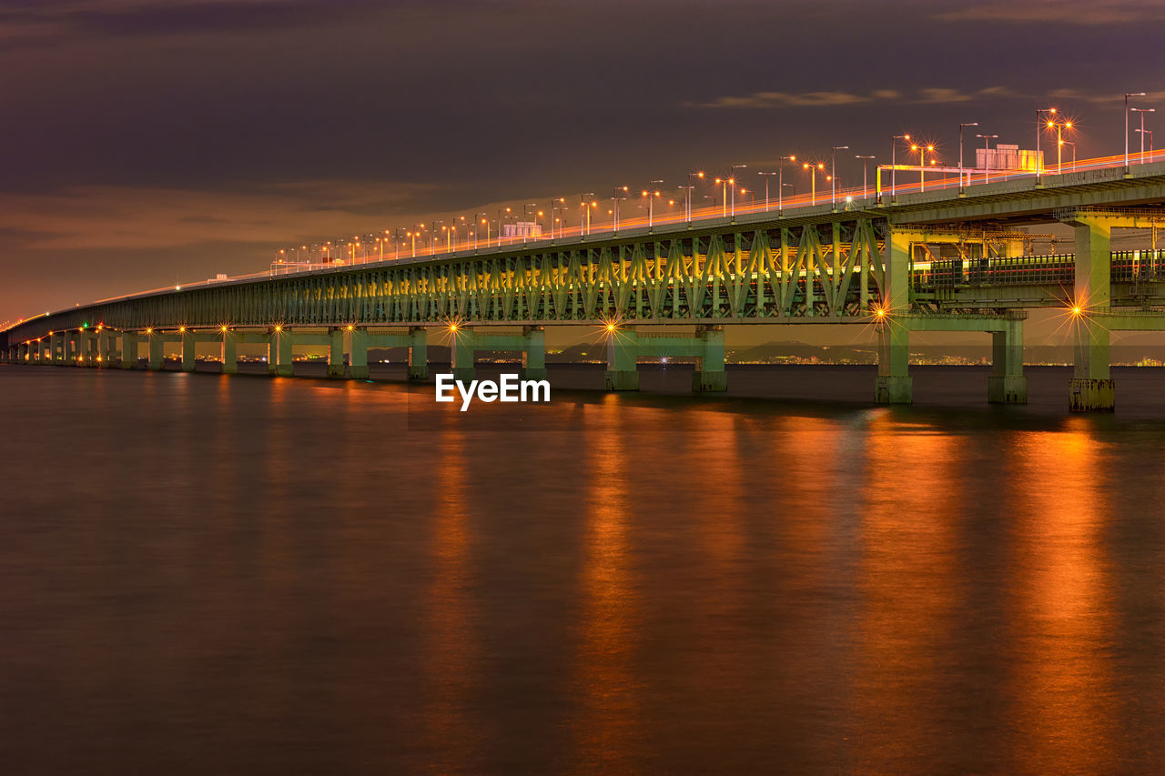 ILLUMINATED BRIDGE AGAINST SKY AT NIGHT