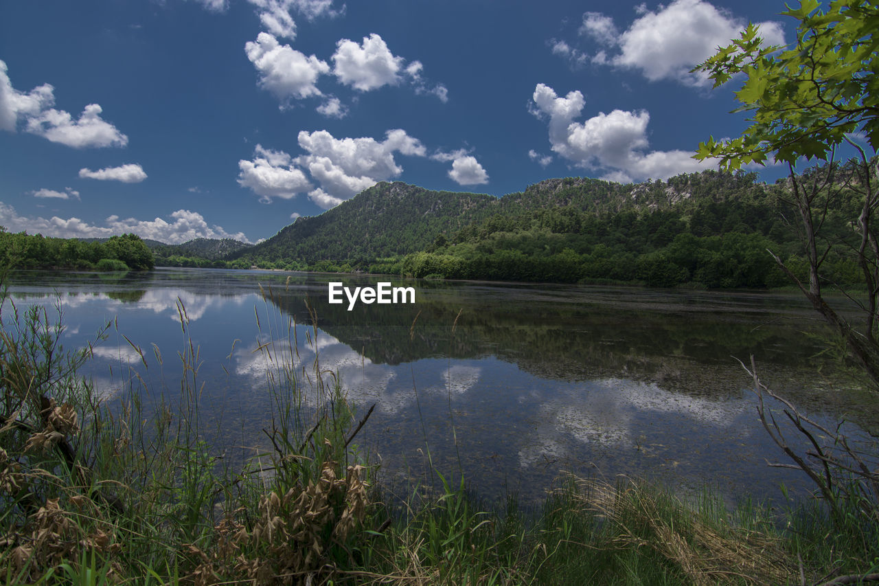 Scenic view of lake against sky