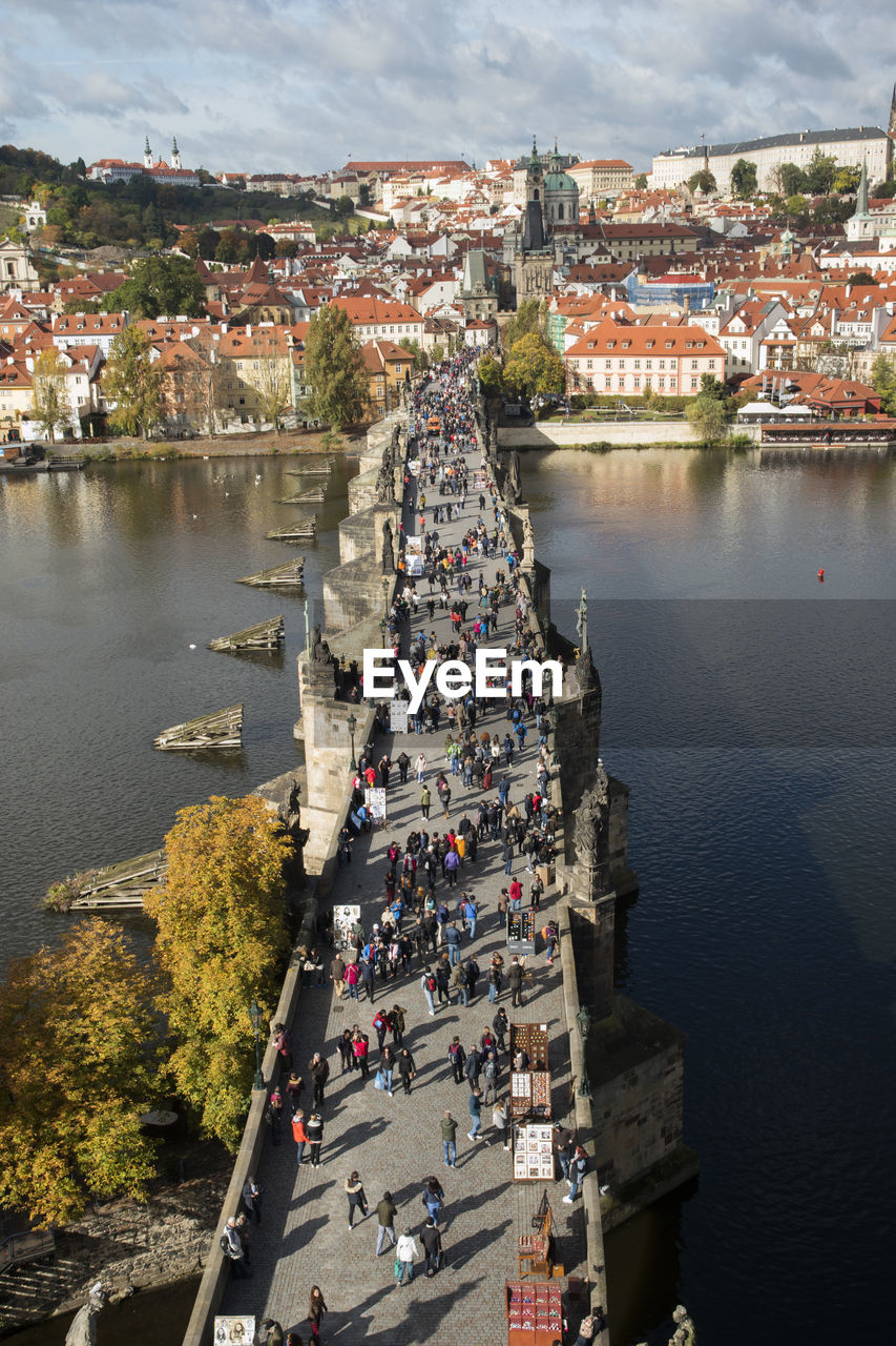 View of charles bridge karluv most from the height.