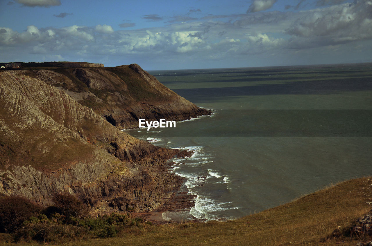 SCENIC VIEW OF SEA AND ROCK FORMATION AGAINST SKY