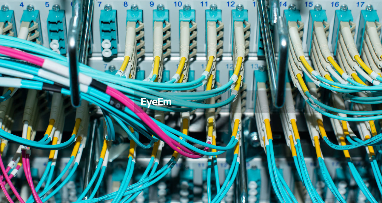 Network switch and network cable fiber optic fiber in a data center