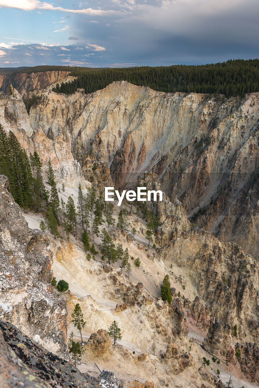 Rock formations on landscape against sky