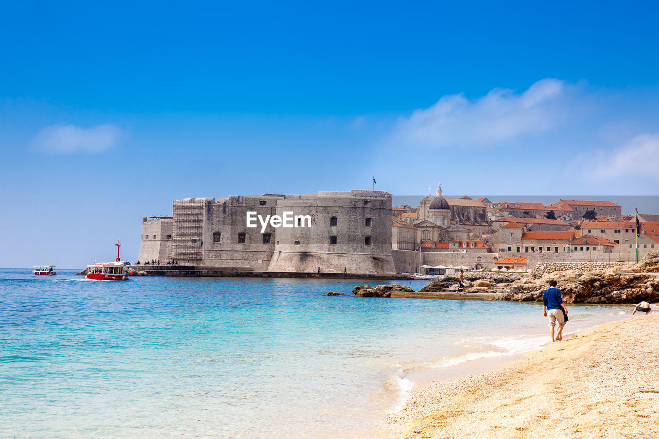 The beautiful banje beach and dubrovnik city