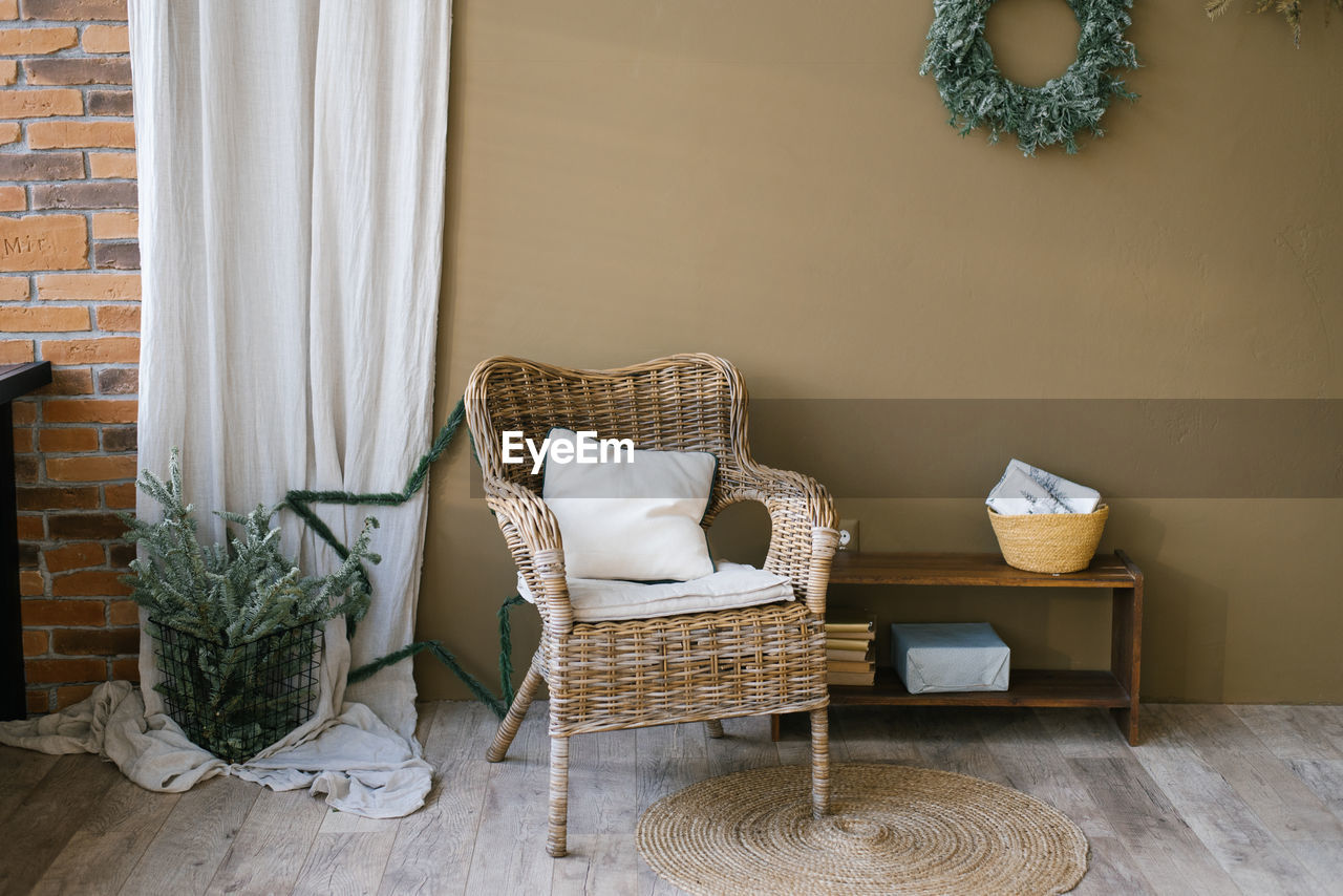 Stylish scandinavian christmas living room or dining room decor