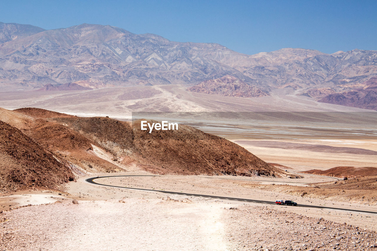 Winding road on a hot death valley day