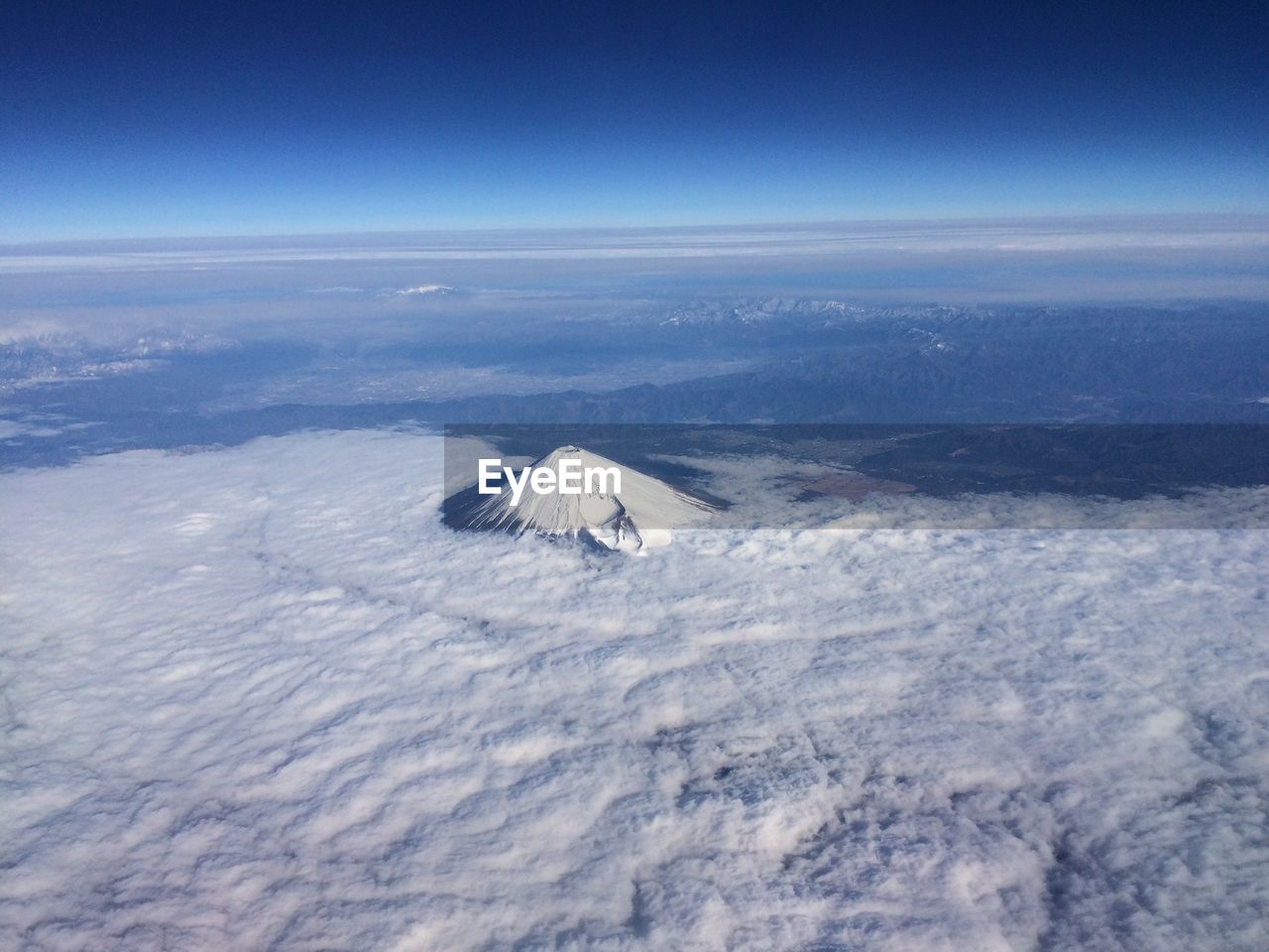 Aerial view of mt fuji against sky
