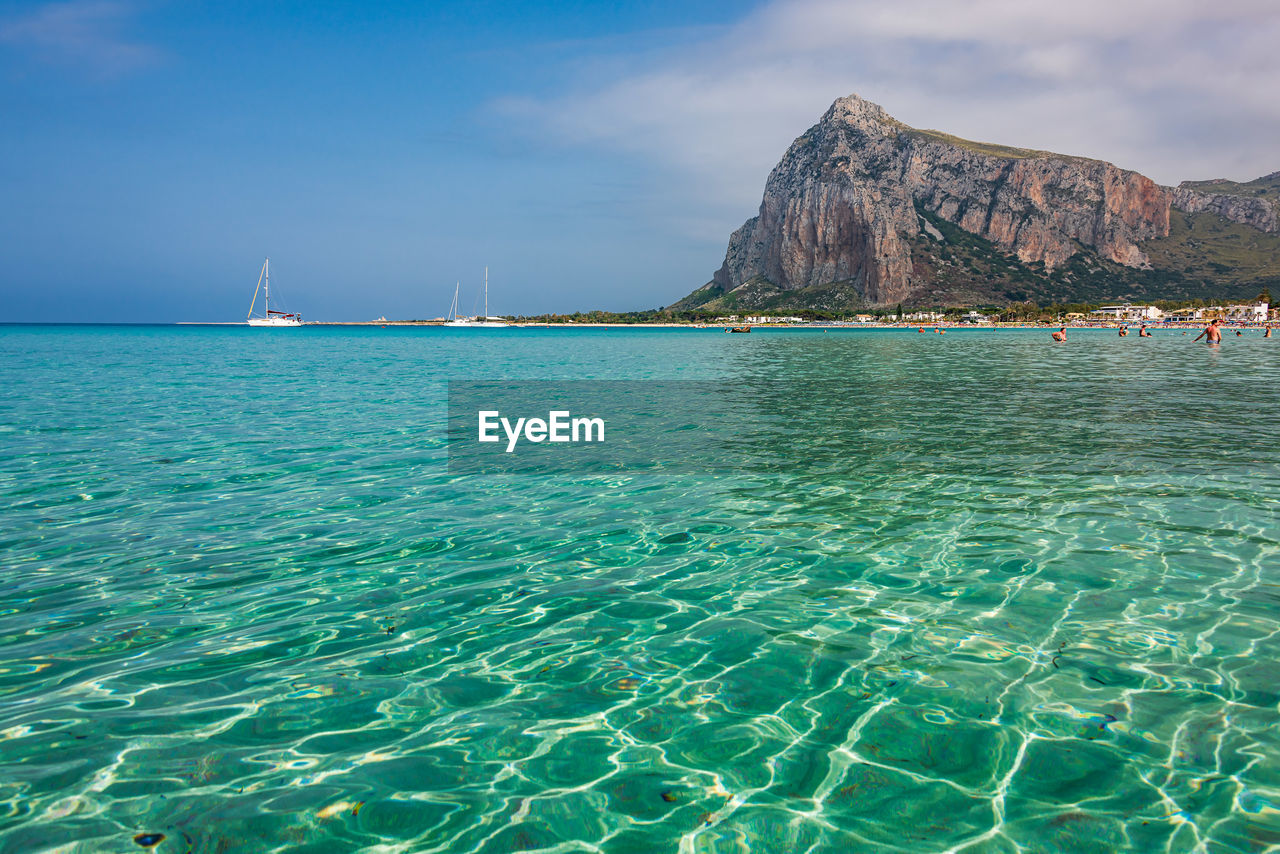 Scenic view of sea against sky in san vito lo capo