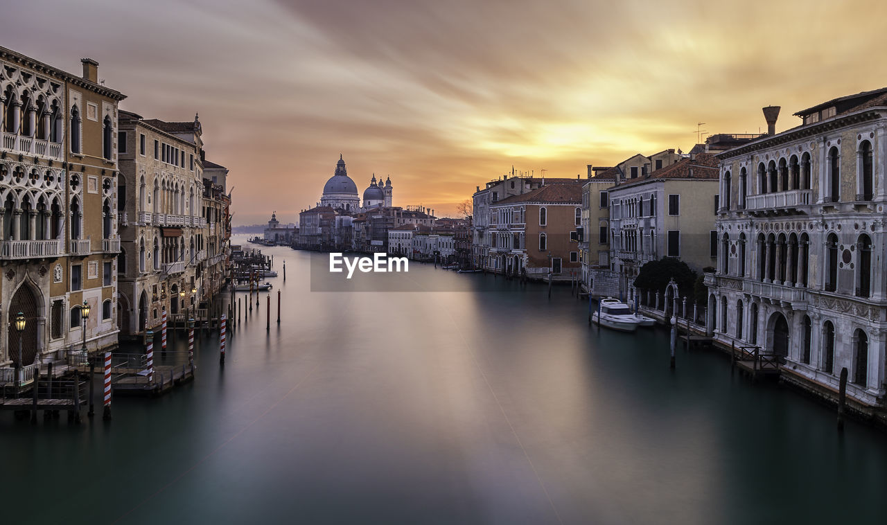 Venice sunrise over academia bridge on beautiful winter morning