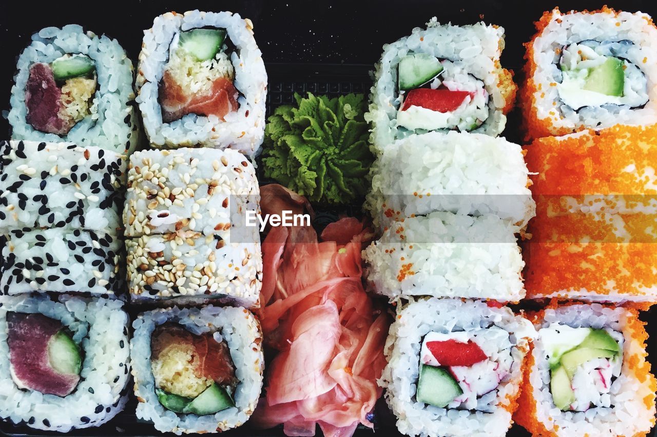 Directly above shot of sushi