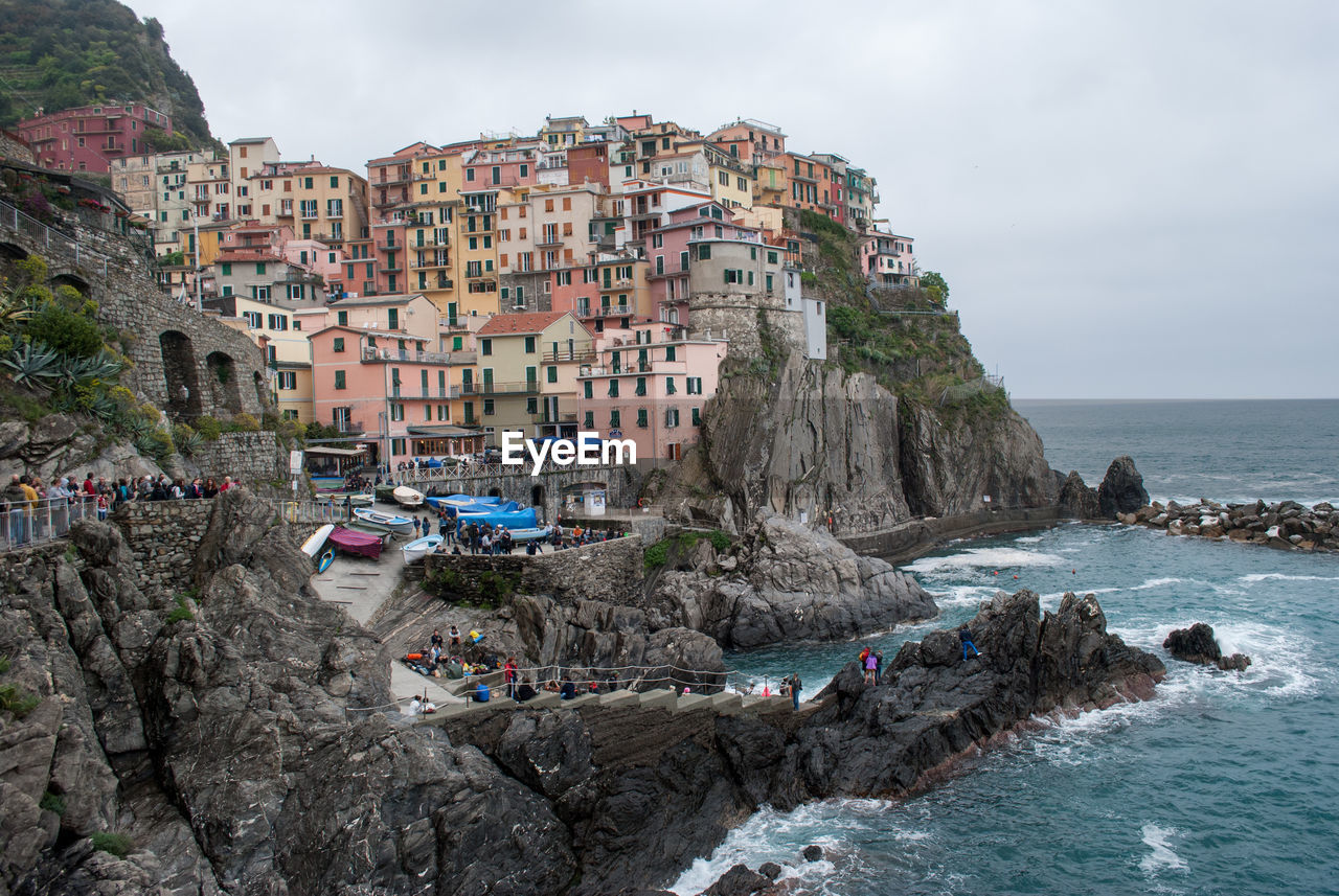 View of houses on coast