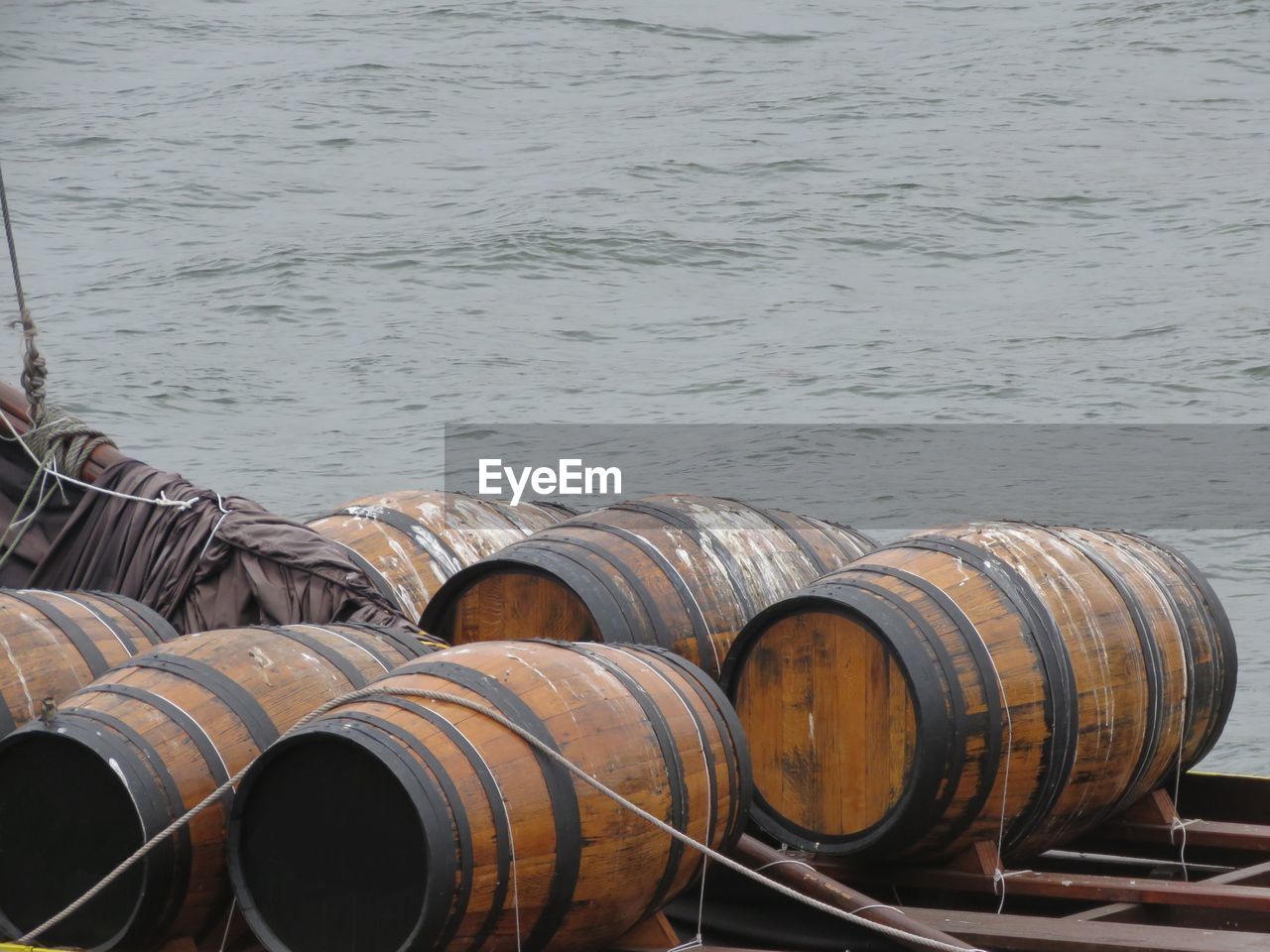 Wood crates near water