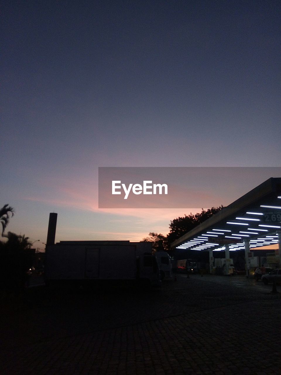 Silhouette of building against clear sky