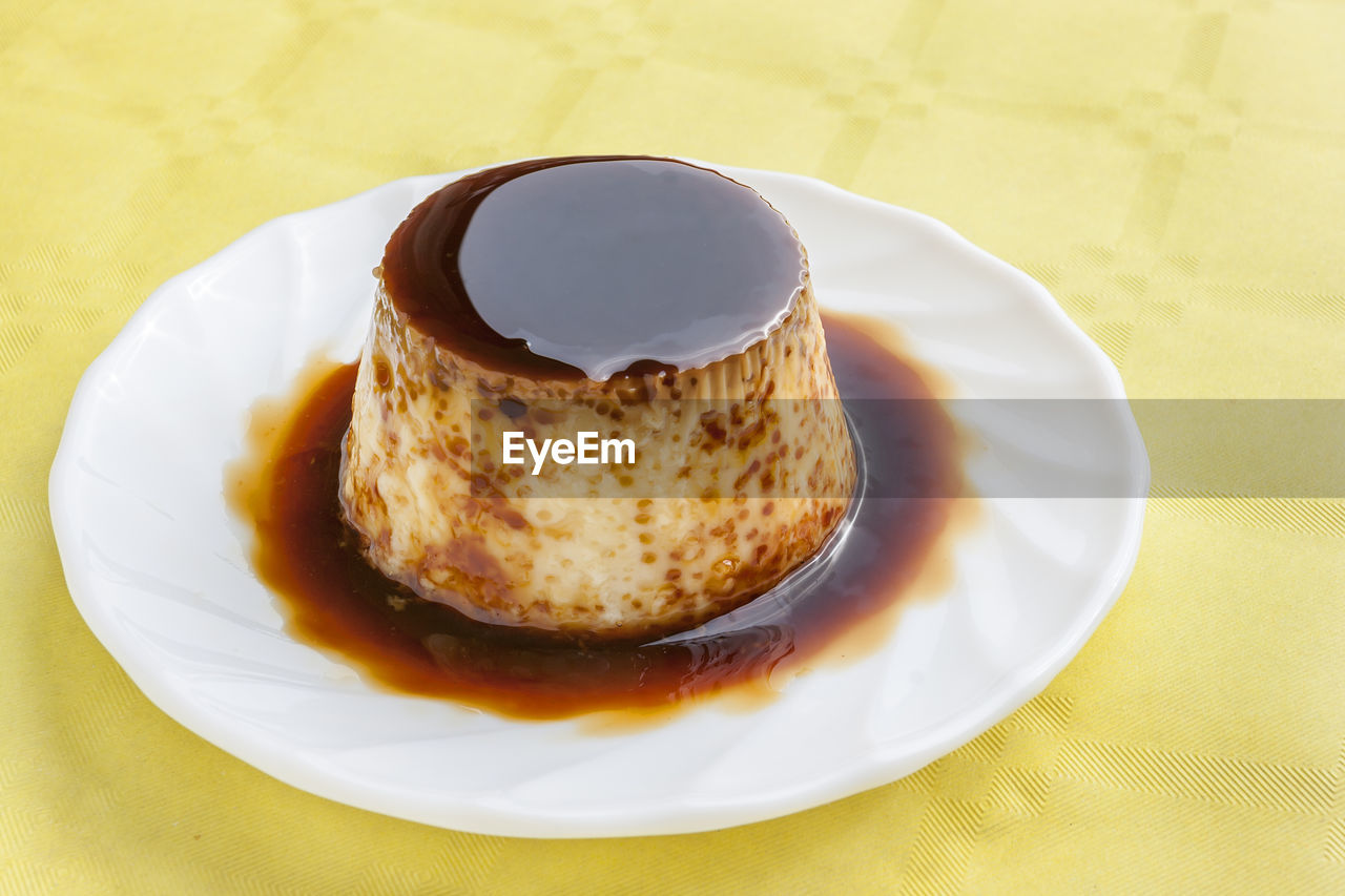 Close-up of dessert in plate on table