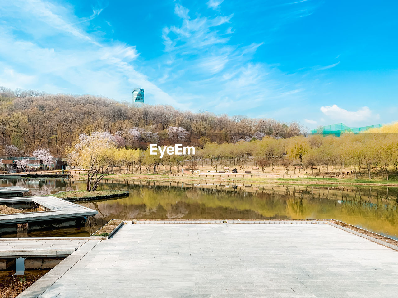 Scenic view of lake against sky