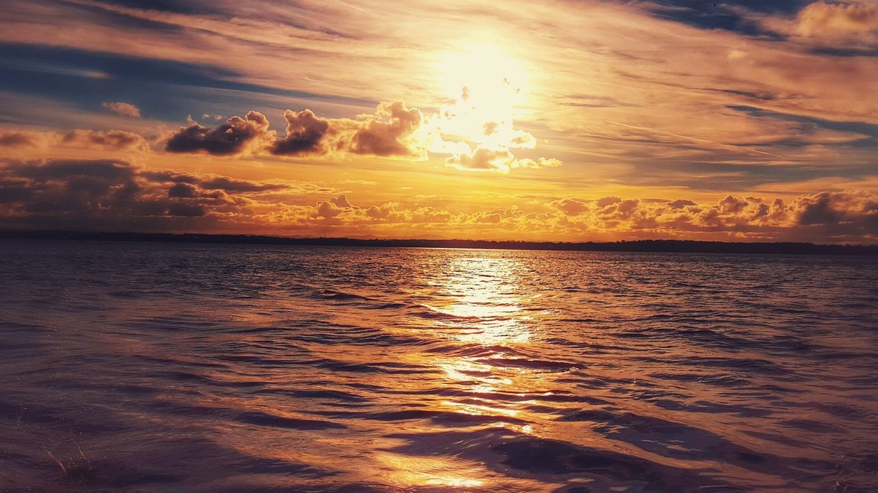 Scenic view of sea against sky at sunset