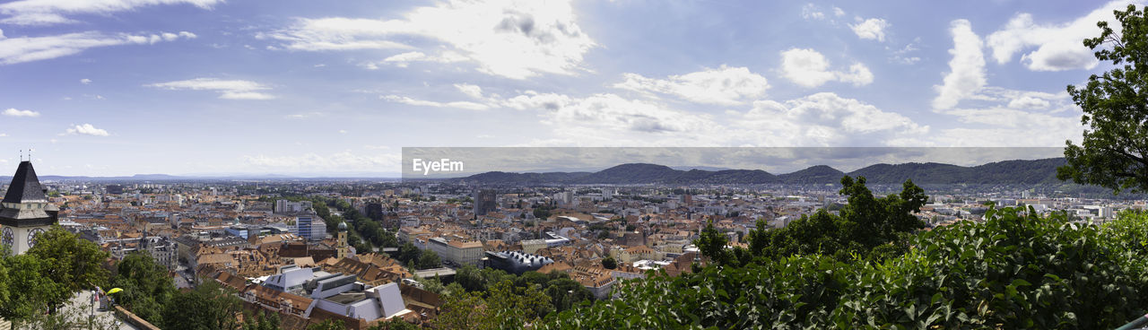 High angle view of townscape against sky