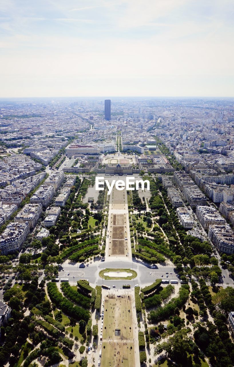 Aerial view of cityscape against sky