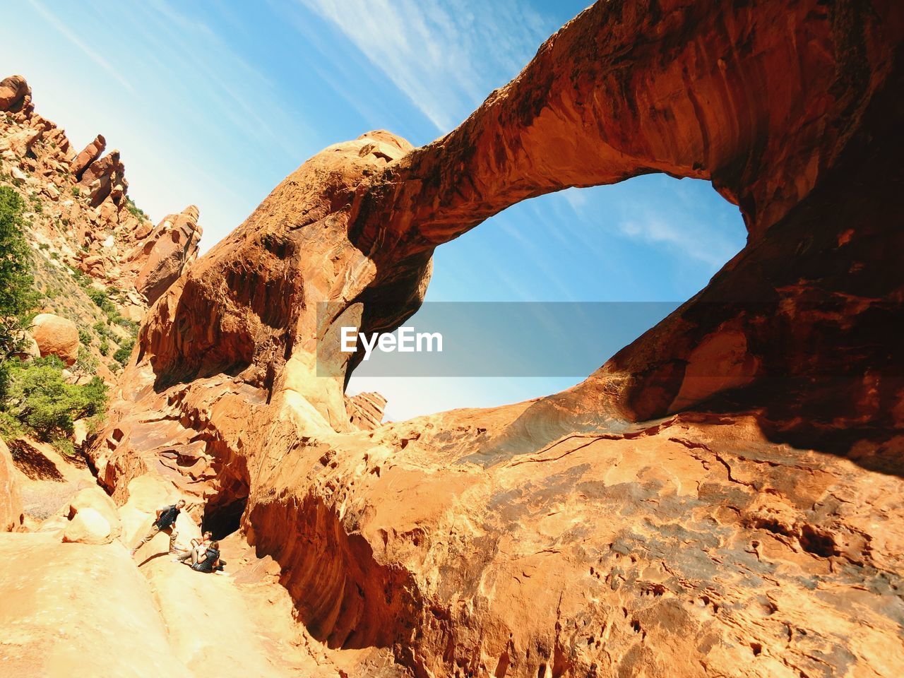 Low angle view of rock formations at arches national park