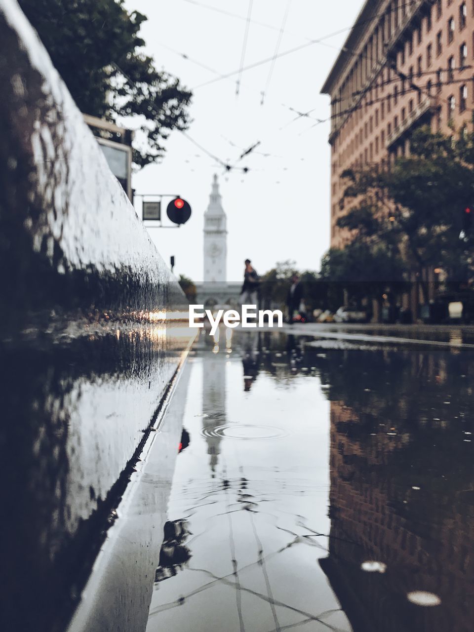 Puddle on street during rainy season