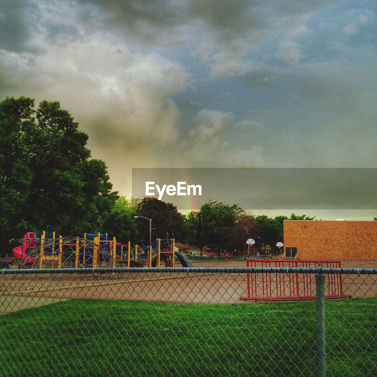 Empty playground against sky