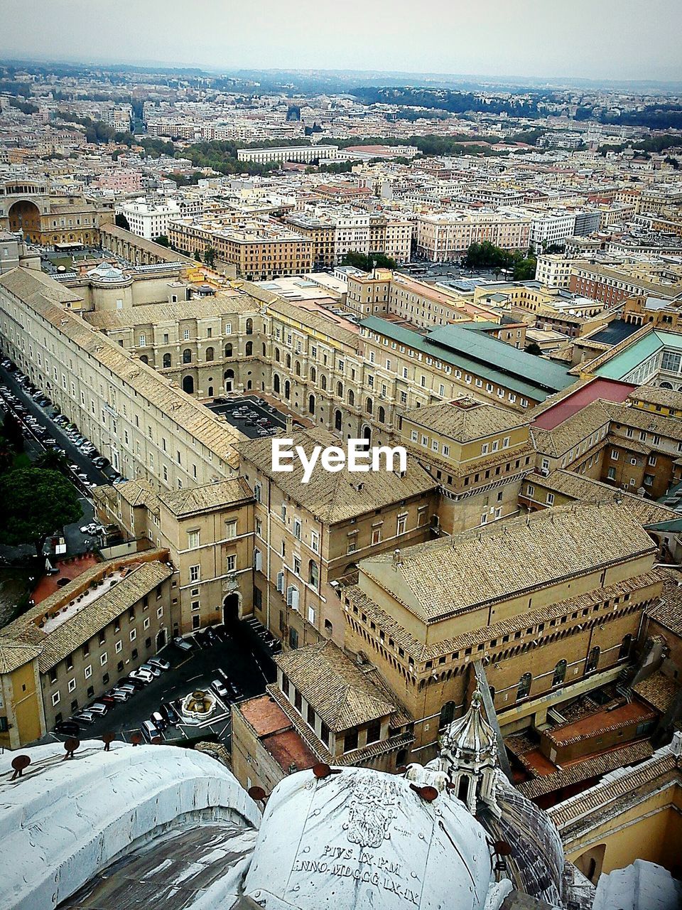 High angle view of buildings in city