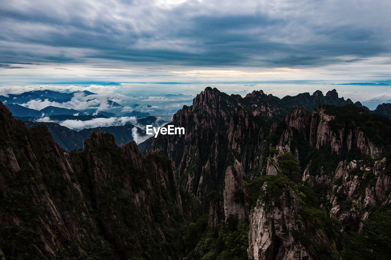 Panoramic view of landscape against sky during sunset