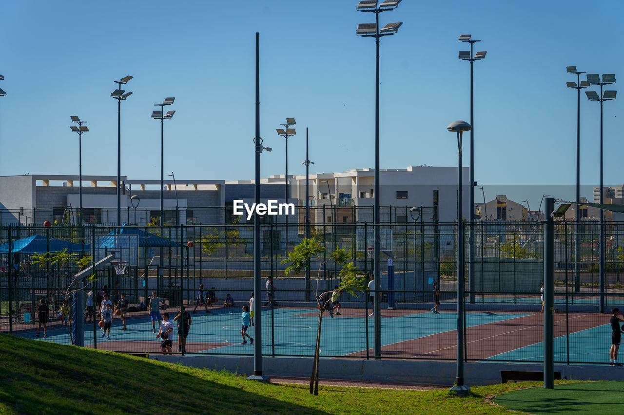 Low angle view of soccer field