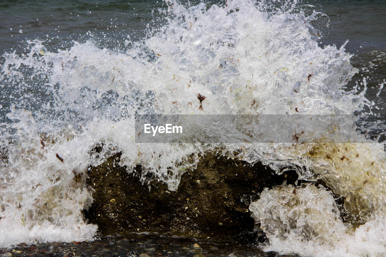 WAVES SPLASHING ON ROCKS