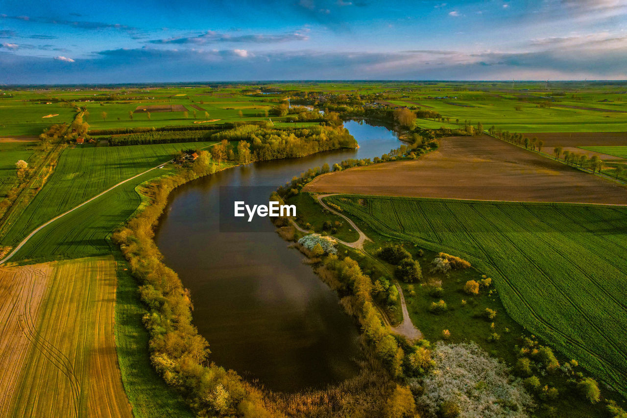 high angle view of landscape against sky