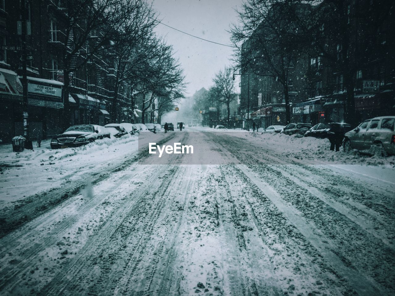 City road after blizzard