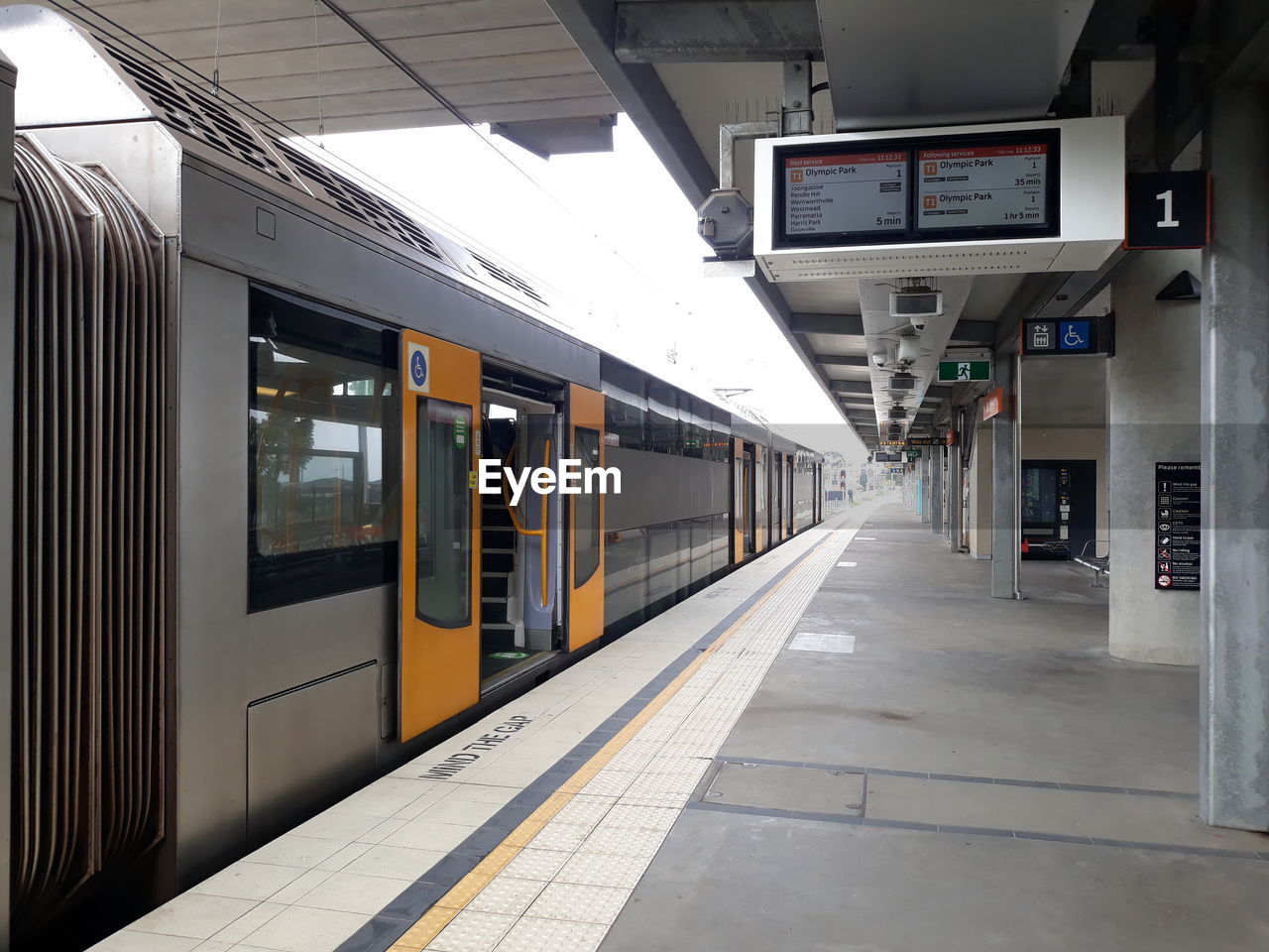 Train at railroad station platform