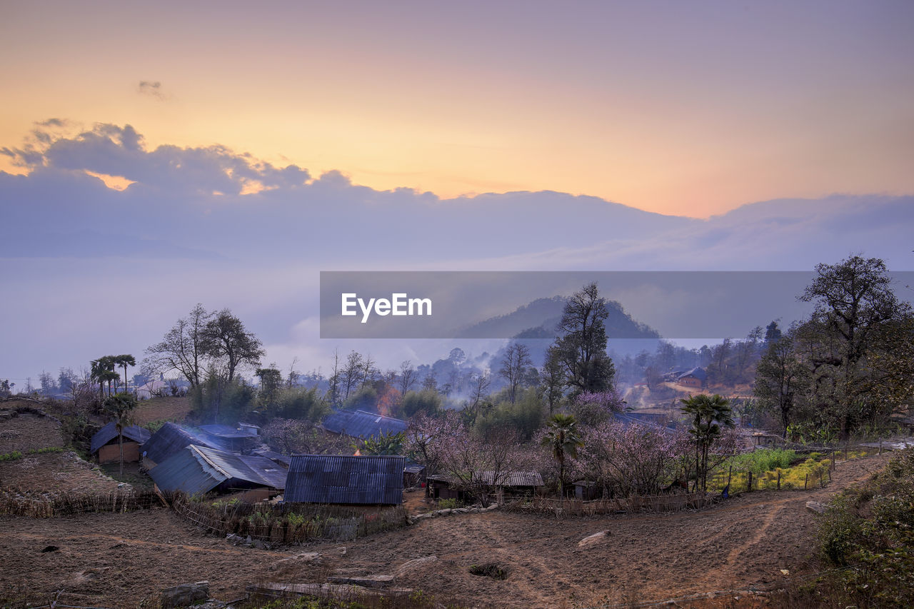 Scenic view of landscape against sky during sunset