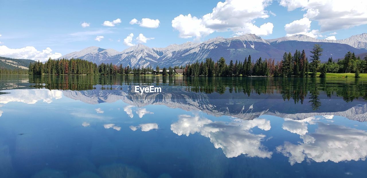 SCENIC VIEW OF LAKE BY MOUNTAINS AGAINST SKY