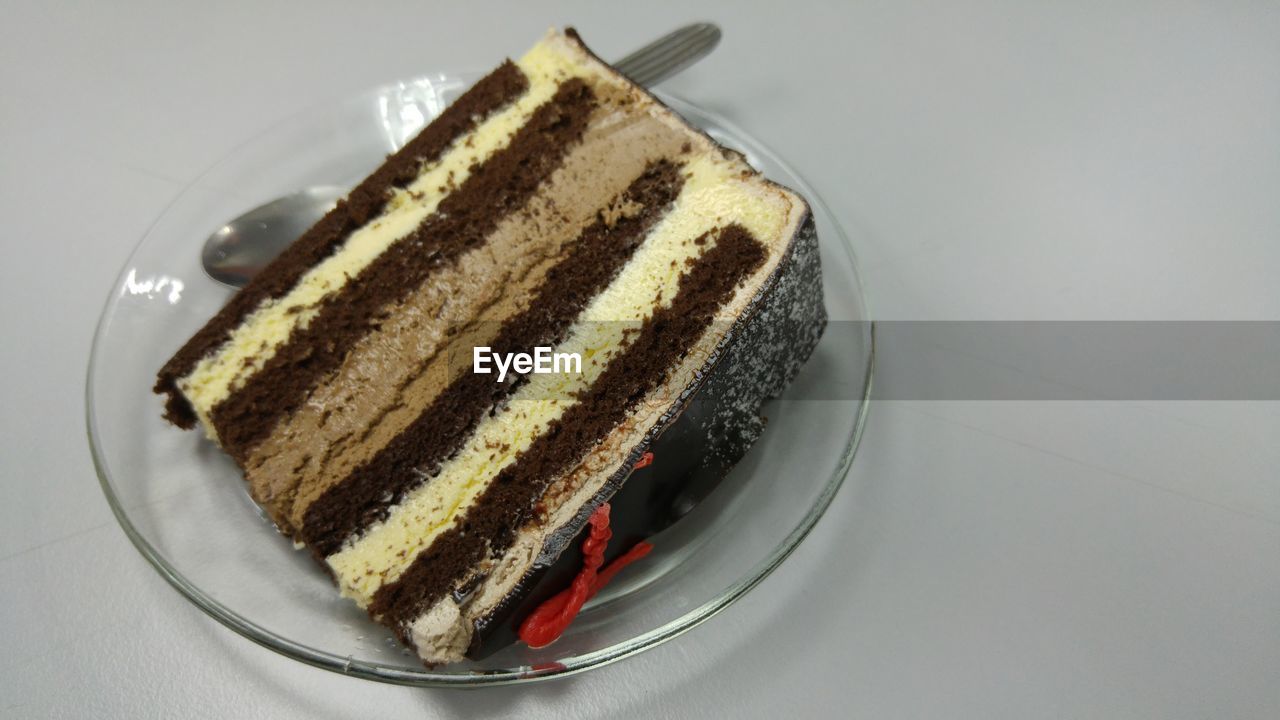 High angle view of sweet food on table